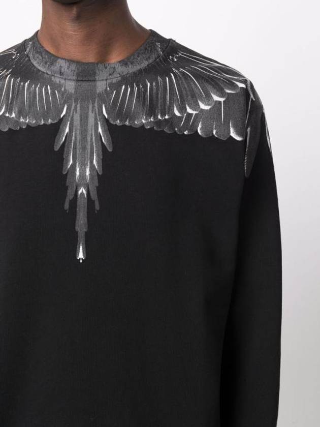 Icon Wing Print Crew Neck Sweatshirt Black White - MARCELO BURLON - BALAAN 5