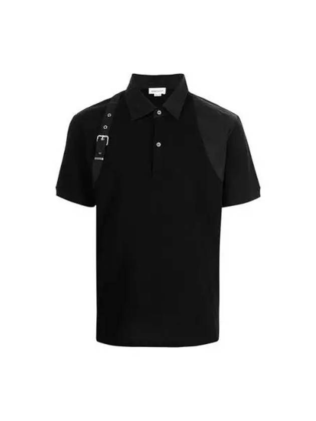 Harness Detail Polo Shirt Black - ALEXANDER MCQUEEN - BALAAN 2