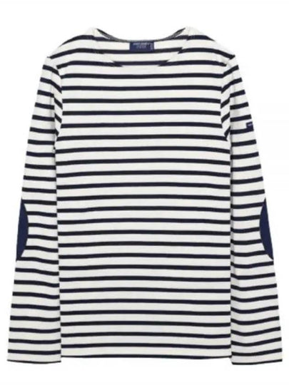 Meridien Mode Elbow Patch Striped Long Sleeve T-Shirt Ecru Navy - SAINT JAMES - BALAAN 2