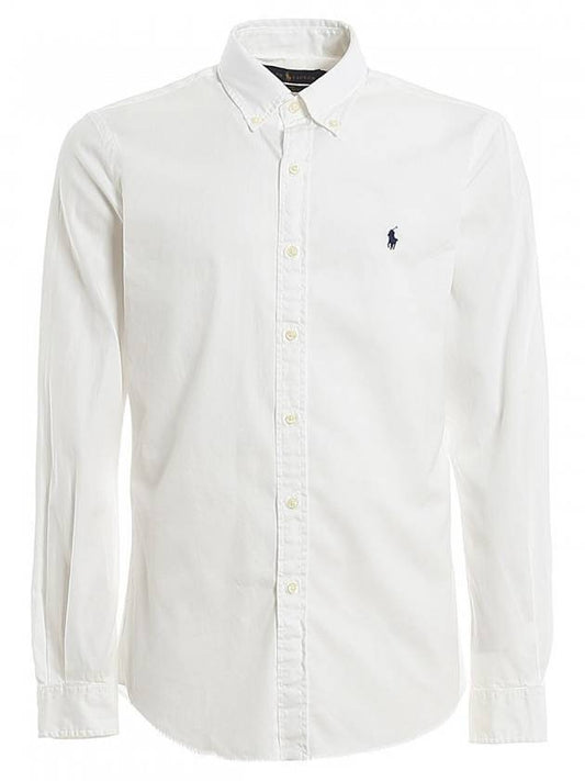 Men's Pony Slim Fit Long Sleeve Shirt White - POLO RALPH LAUREN - BALAAN.