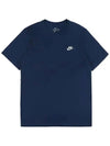 NSW Club French Terry Short Sleeve T-Shirt Navy - NIKE - BALAAN 1