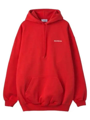 Medium fit logo hooded red t shirt hoodie - BALENCIAGA - BALAAN 1