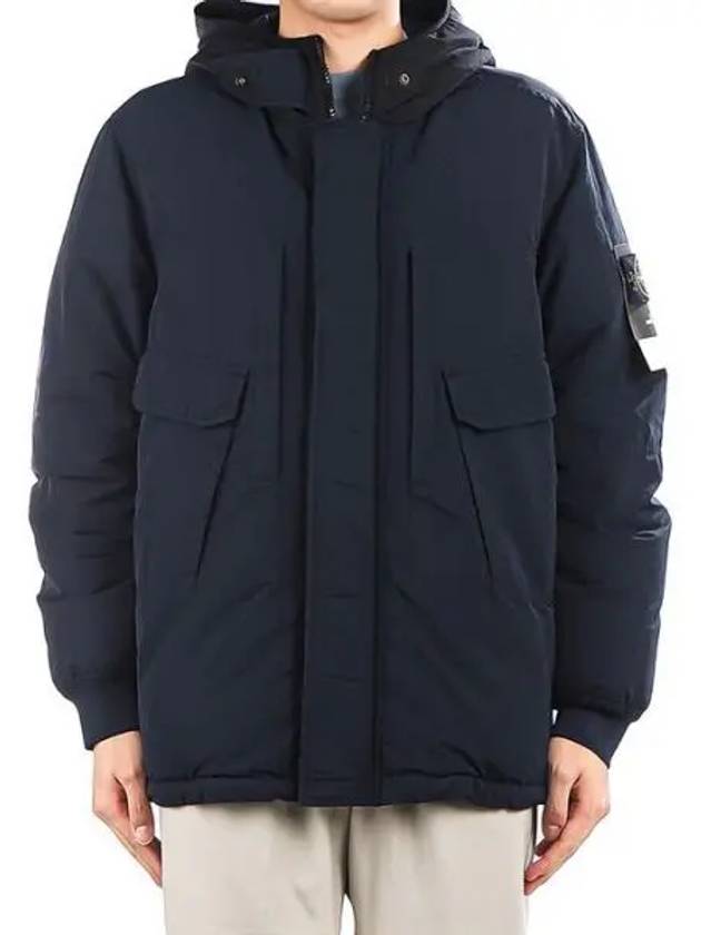 Waffen Patch Naslan Down Jacket Navy - STONE ISLAND - BALAAN 3