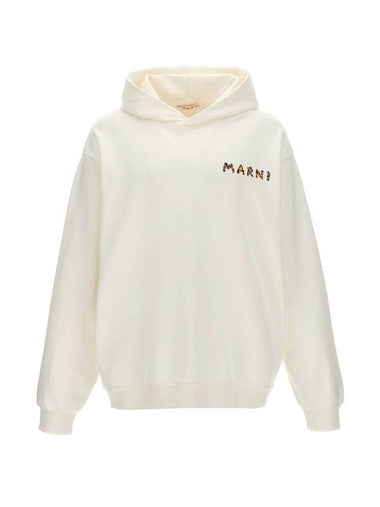 Logo Print Cotton Hoodie White - MARNI - BALAAN 1