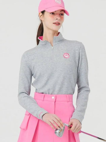 Long sleeve color combination half zip-up t-shirt GRAY - MONBIRDIE GOLF - BALAAN 1