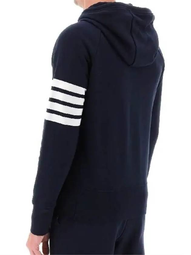 Engineered 4 Bar Diagonal Zip Up Hoodie Navy - THOM BROWNE - BALAAN 4