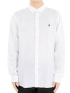 Embroidered Pony Linen Long Sleeve Shirt White - POLO RALPH LAUREN - BALAAN 2