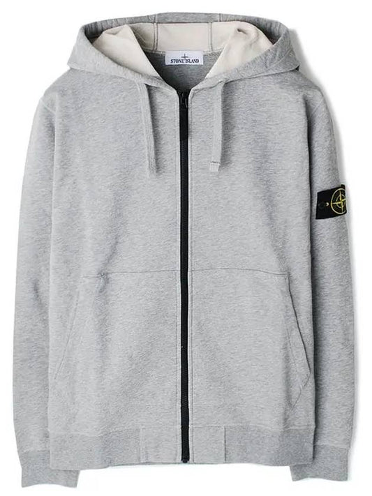 Cotton Fleece Garment Dyed Zip Up Hoodie Grey - STONE ISLAND - BALAAN 2