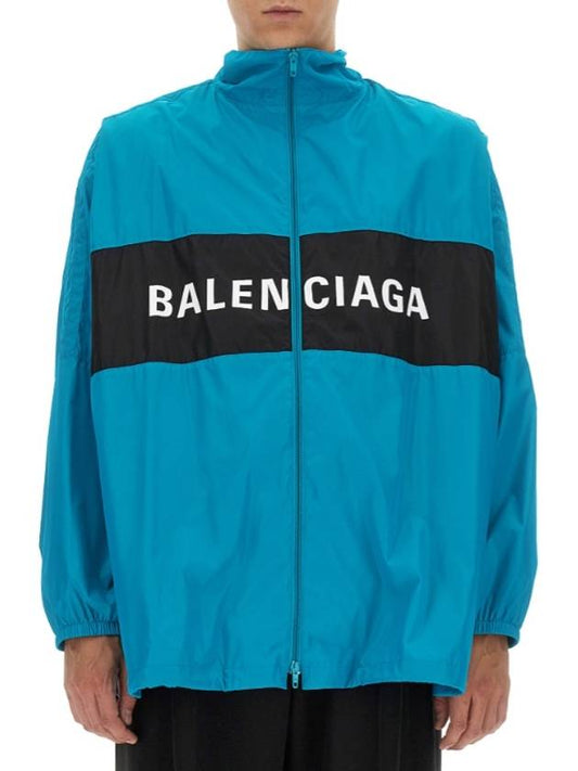 Logo Print Nylon Windbreaker Blue - BALENCIAGA - BALAAN 2