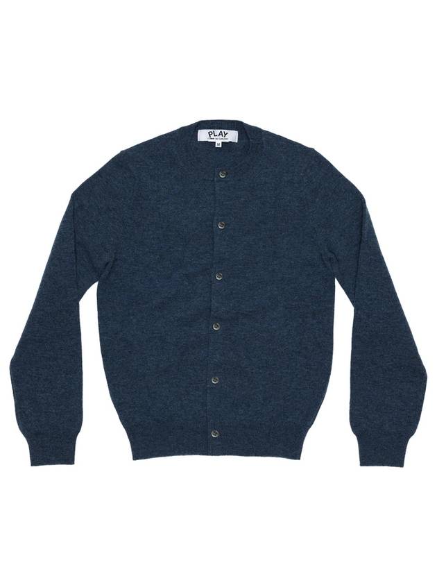 Small Red Heart Wappen Wool Cardigan Navy - COMME DES GARCONS - BALAAN 2