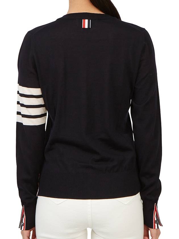 4-Bar Merino Jumper Wool Knit Top Navy - THOM BROWNE - BALAAN 7