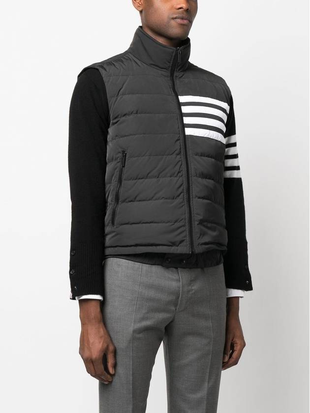 4 Bar Poly Twill Down Vest Charcoal - THOM BROWNE - BALAAN 4