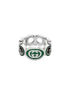 Interlocking G Enamel Ring Silver Green - GUCCI - BALAAN 2