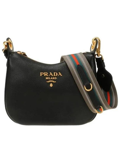 Vitello Pheonix Small Hobo Shoulder Bag Black - PRADA - BALAAN 2