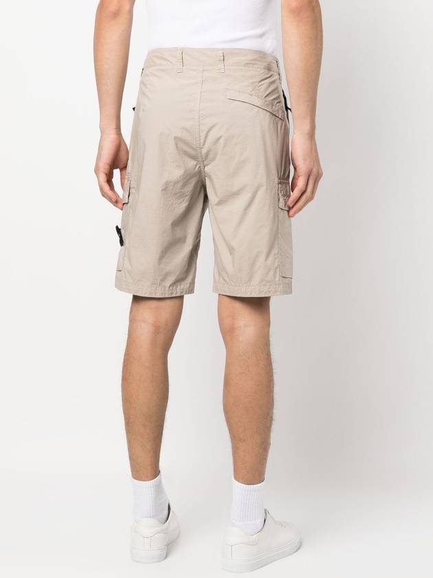 Men's Logo Patch Cargo Shorts Beige - STONE ISLAND - BALAAN 6