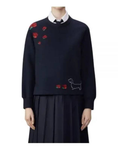 Loopback Hector Rose Oversized Crew Neck Cotton Sweatshirt Navy - THOM BROWNE - BALAAN 2