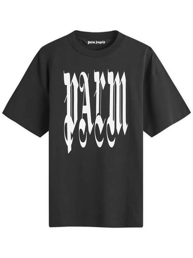 Gothic Short Sleeve T-Shirt Black - PALM ANGELS - BALAAN 2