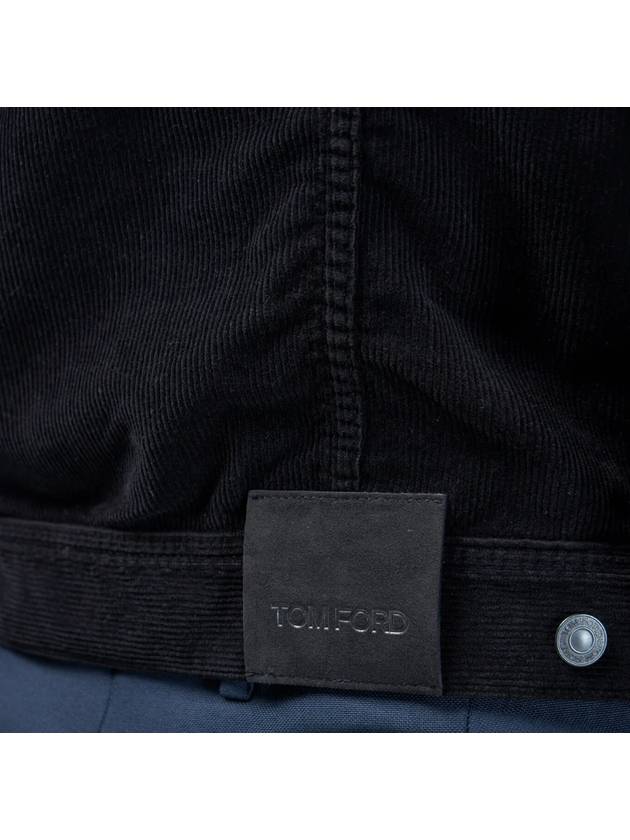 Wave Shirt Collar Cotton Corduroy Denim Jacket Black - TOM FORD - BALAAN 5