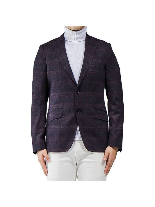 Men's Check Blazer Jacket Navy - ETRO - BALAAN 1