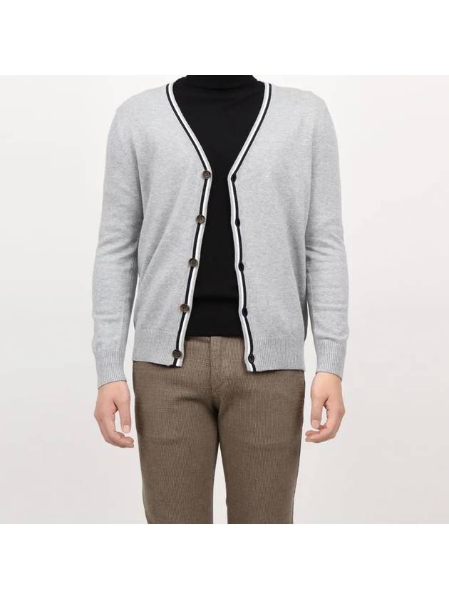 Gray color matching line slim fit cardigan - IKALOOOK - BALAAN 2