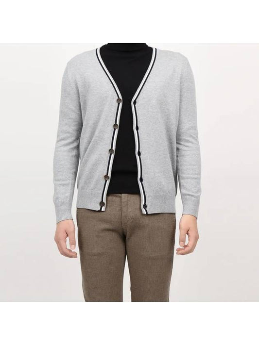 Gray color matching line slim fit cardigan - IKALOOOK - BALAAN 2