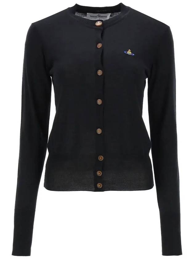 Bea Embroidered Logo Cardigan Black - VIVIENNE WESTWOOD - BALAAN 3