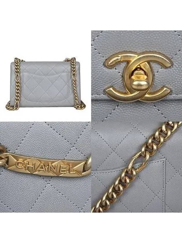 AS2764 COCO Vintage Gold Plated Gray Caviar Quilted Chain Cross Bag - CHANEL - BALAAN 4