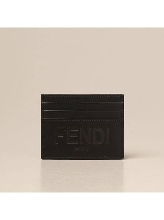 stamp logo 3-fold card wallet black - FENDI - BALAAN 2