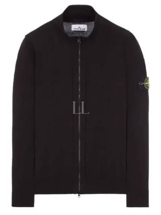 Wappen Patch Cotton Zip-Up Cardigan Black - STONE ISLAND - BALAAN 2