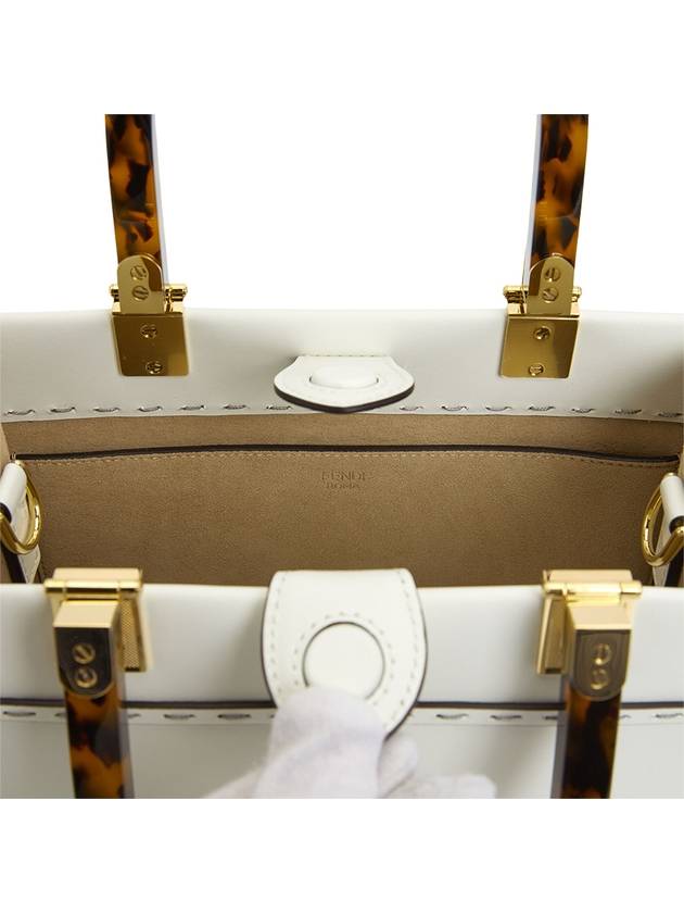 Sunshine Small Leather Tote Bag White - FENDI - BALAAN 8