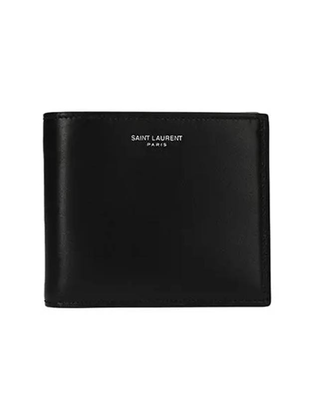 Smooth Leather Classic Logo Half Wallet Black - SAINT LAURENT - BALAAN 5