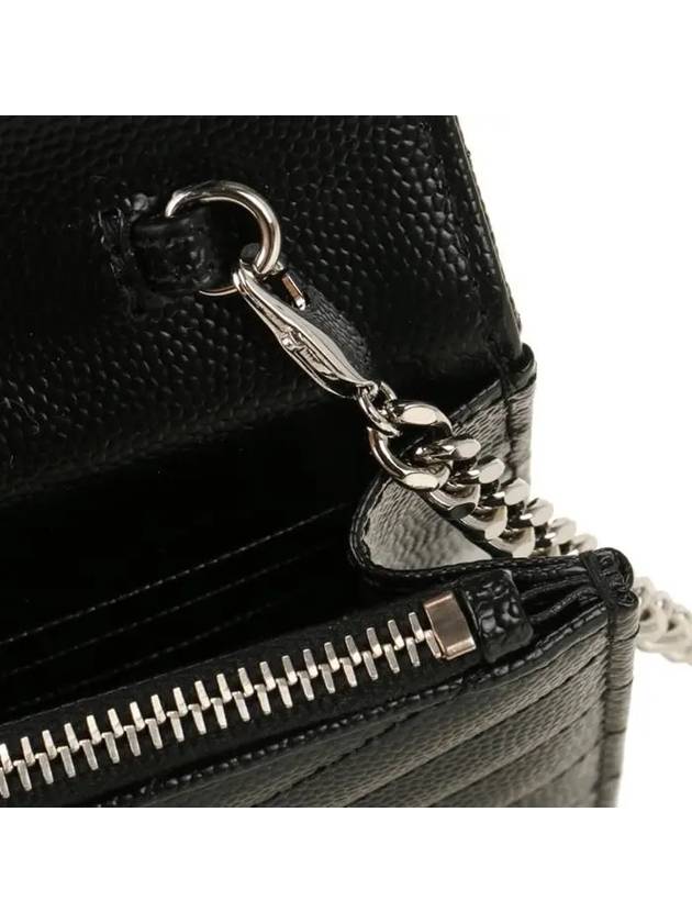 Cassandre Envelope Chain Shoulder Bag In Grain De Poudre Leather Noir - SAINT LAURENT - BALAAN 9