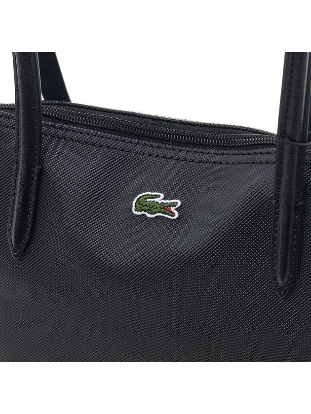 Logo Small Zipper Tote Bag Black - LACOSTE - BALAAN 7