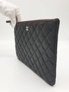 Medium Classic Clutch Bag Caviar Leather & Silver Black - CHANEL - BALAAN 5