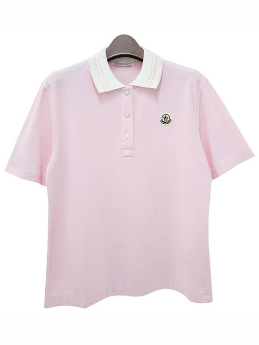 24SS Women's Logo Patch Polo Short Sleeve Tee Pink 8A00003 84720 50B - MONCLER - BALAAN 1