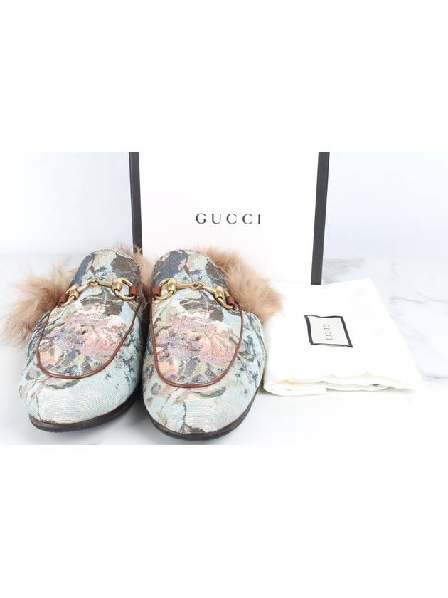 Horsebit Prince Fur Bloafer Sandals Blue 9 5 285 - GUCCI - BALAAN 2