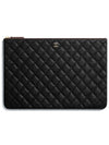 Women s Classic Caviar Large Clutch Black Gold A82552 - CHANEL - BALAAN 1