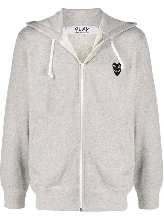 Men's Black Double Heart Waffen Zip Up Hoodie Grey - COMME DES GARCONS - BALAAN 1