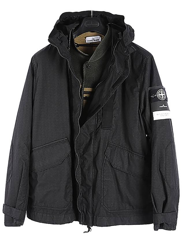 Wappen Patch Reflective Weave Ripstop TC Hooded Jacket Black - STONE ISLAND - BALAAN 3