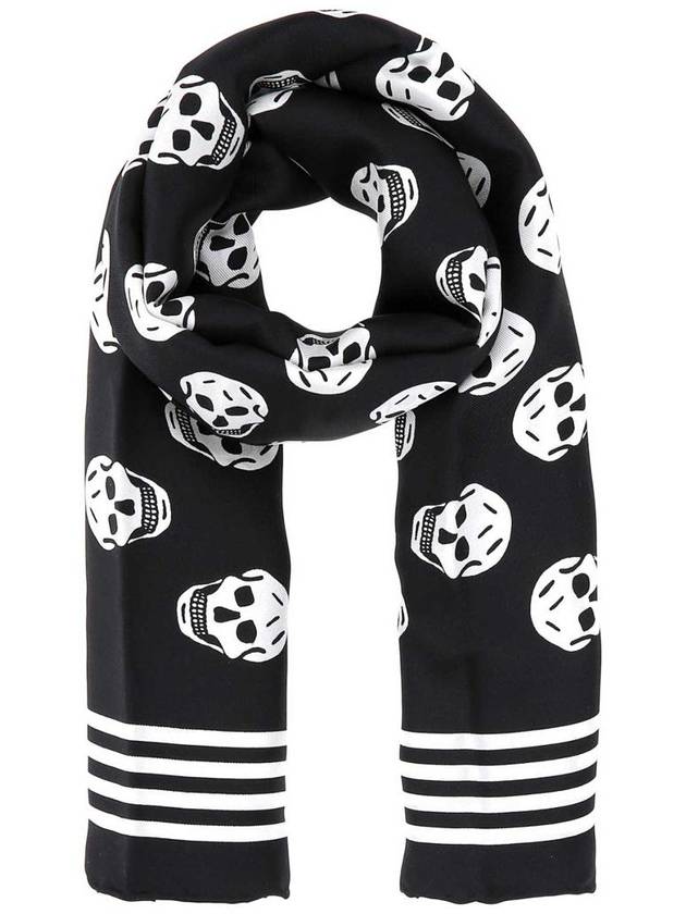 Skull Print Silk Scarf Black - ALEXANDER MCQUEEN - BALAAN 2