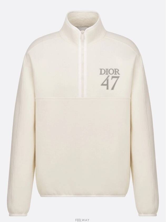 Stand Collar Regular Fit Sweatshirt White - DIOR - BALAAN 6