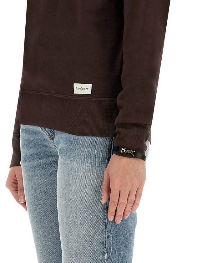 Crew Neck Sweatshirt Taupe Fonce - SAINT LAURENT - BALAAN 5