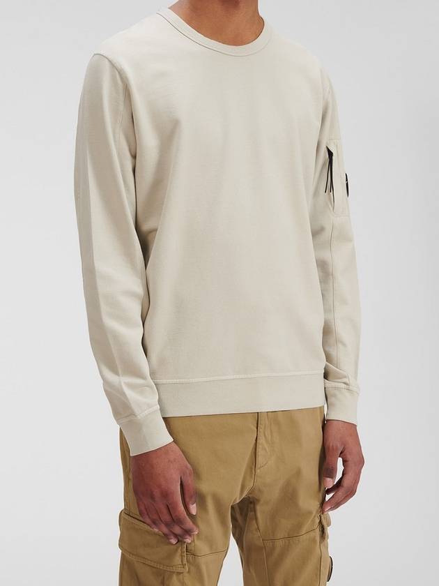 Men's Light Fleece Lens Logo Sweatshirt Beige - CP COMPANY - BALAAN.