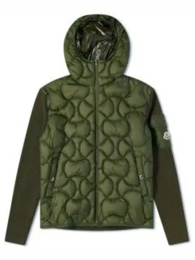 Arm Logo Patch Quilted Hooded Knit Zip Up Jacket Green I20919B00025M1124835 1181844 - MONCLER - BALAAN 1