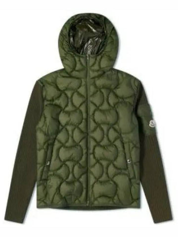 Arm Logo Patch Quilted Hooded Knit Zip Up Jacket Green I20919B00025M1124835 1181844 - MONCLER - BALAAN 1