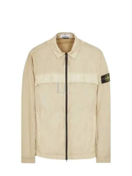 Garment Dyed Overshirt Zip Up Jacket Beige - STONE ISLAND - BALAAN 2