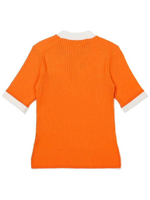 Mock Neck Short Sleeve Knit ORANGE WOMAN M3322PKT12ORG - MALBON GOLF - BALAAN 3