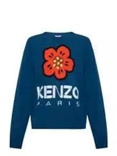 Boke Flower Merino Wool Knit Top Blue - KENZO - BALAAN 2