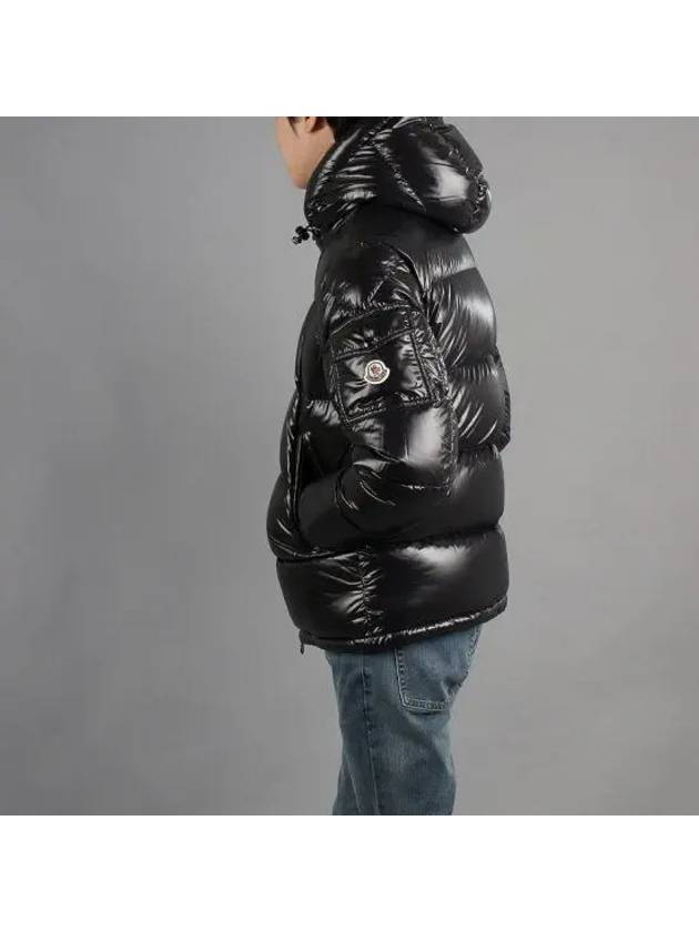 Men s Ecrine Arm Logo Patch Hooded Down Padded Jacket Glossy Black 1A00200 68950 999 - MONCLER - BALAAN 4