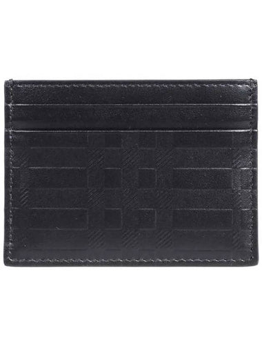 Embossed Check Leather Card Wallet Black - BURBERRY - BALAAN 1